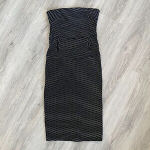 Snap Black and White Polka Dot Strapless Dress